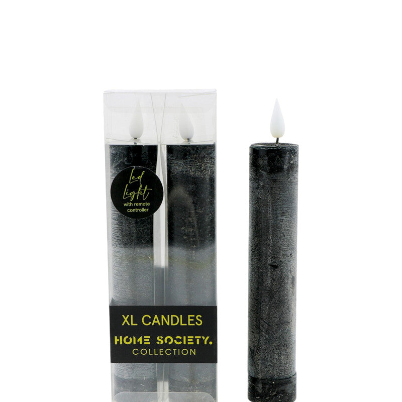 HomeSociety LED Kerzen XL 2er Pack incl. Fernbedienung - Farbe Schwarz