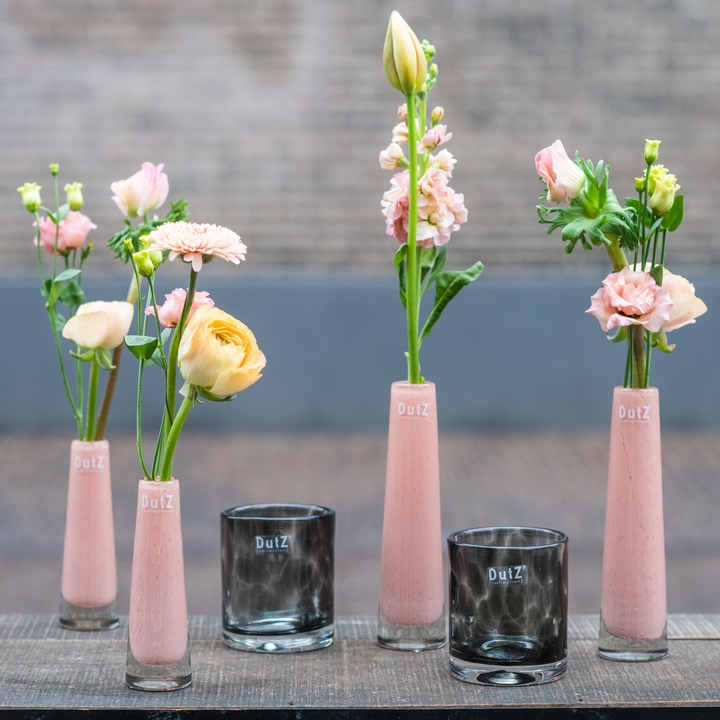 Glas-Blumenvase Solifleur, Höhe 15cm und 21cm in der Farbe Aprikose von DutZ