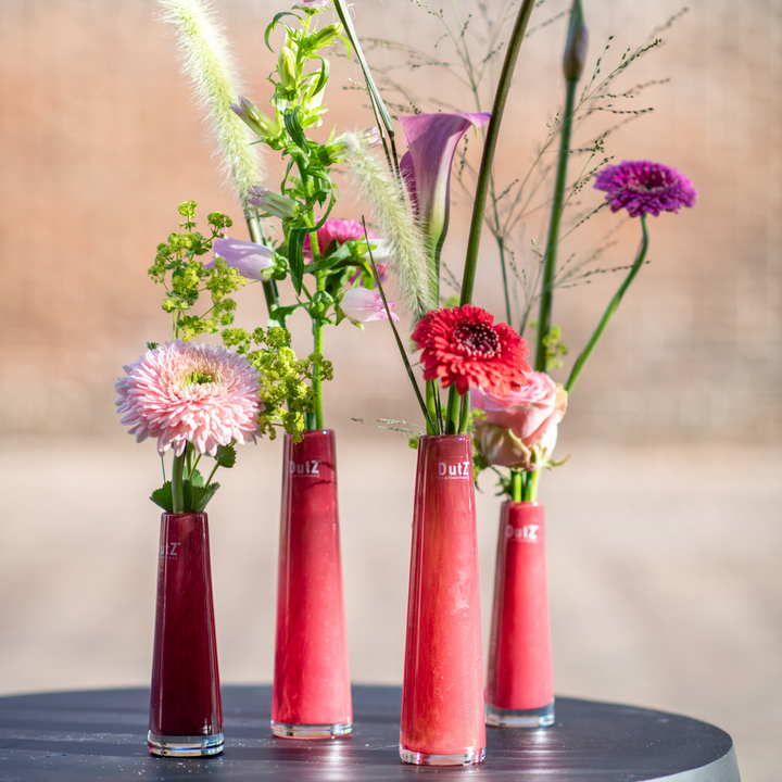Glas-Blumenvase Solifleur, Höhe 15cm und 21cm in der Farbe rot von DutZ