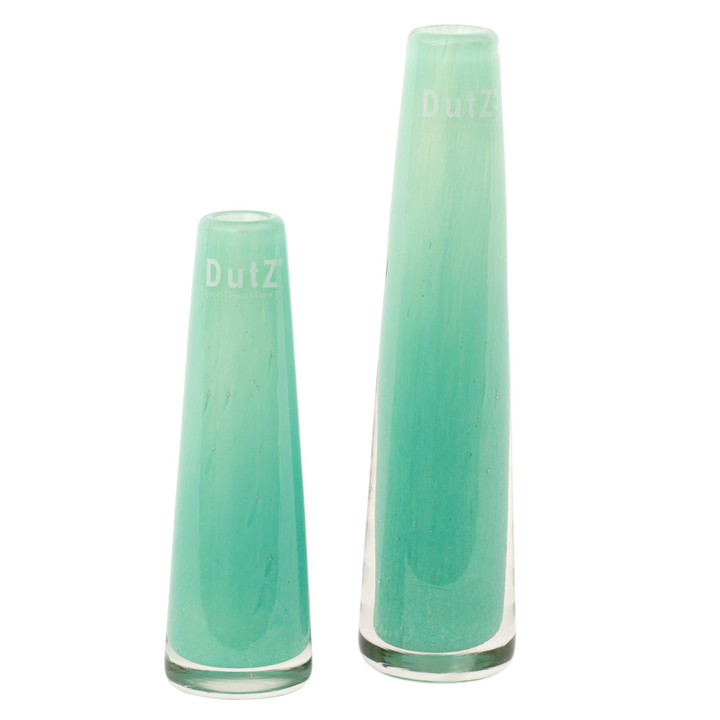 Jadegrüne Glas-Blumenvase Solifleur, Höhe 15cm und 21cm von DutZ