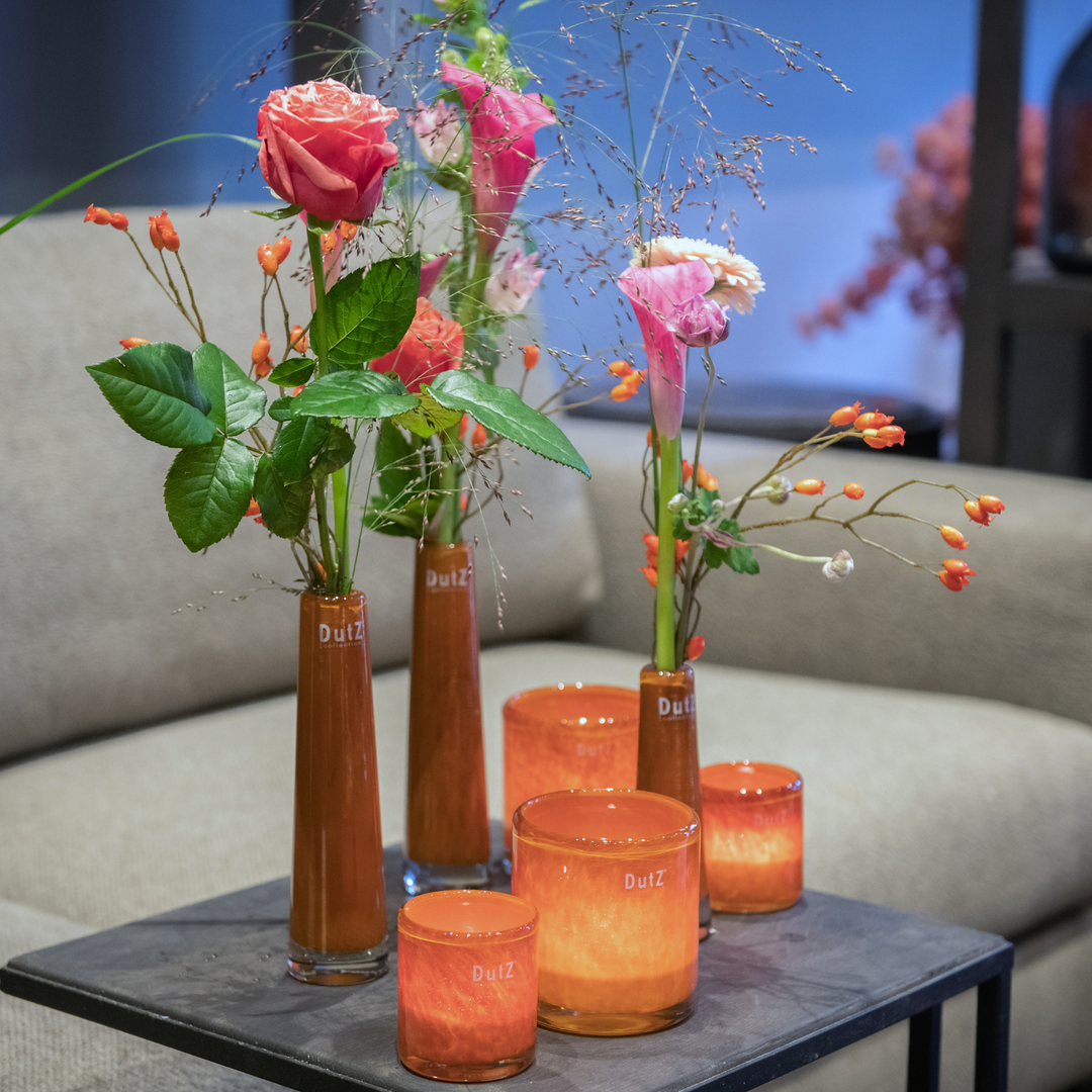 Glas-Blumenvase Solifleur, Höhe 15cm und 21cm in der Farbe orange von DutZ