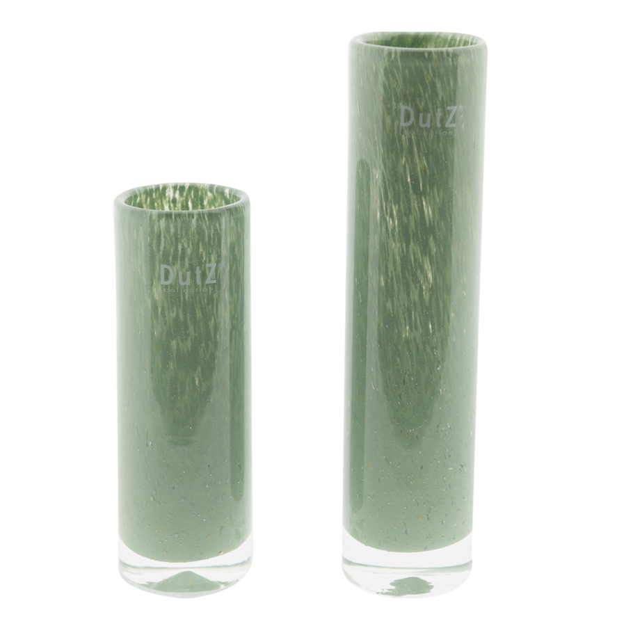 Glas-Blumenvase Cylinder in Pistache, Höhe 18cm und 25cm von DutZ