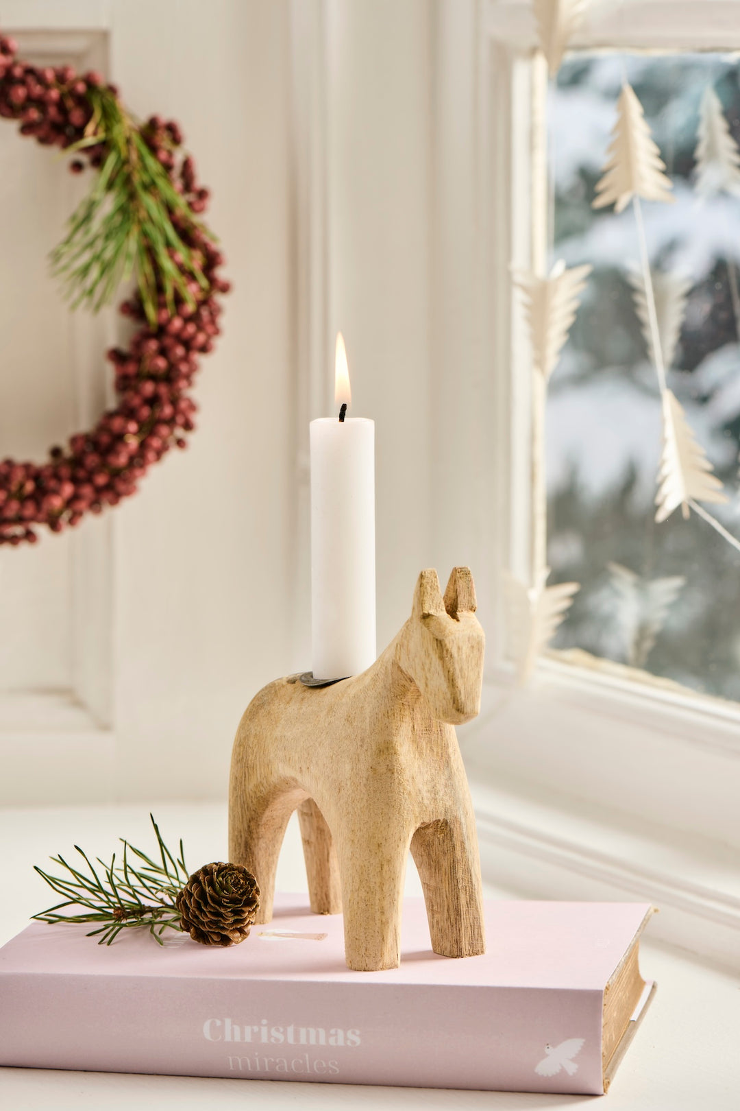 I.B. Laursen - handgeschnitztes Holzpferd -  Kerzenhalter