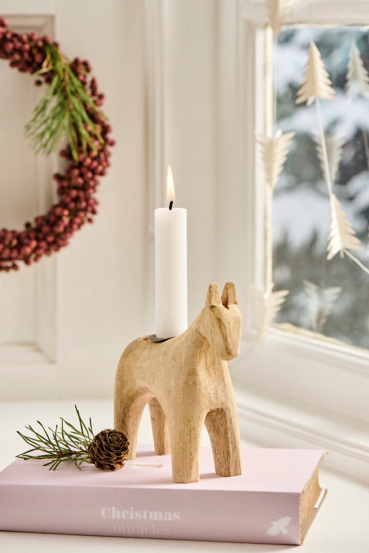 I.B. Laursen - handgeschnitztes Holzpferd -  Kerzenhalter