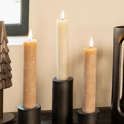 HomeSociety LED Kerzen XL 2er Pack incl. Fernbedienung - Farbe Taupe