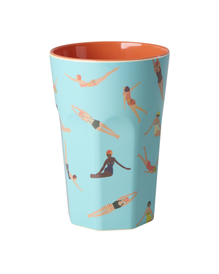 Rice - Mittelgroßer Becher - Melamine Cup mit Retro Swimster Print - Medium - 400ml