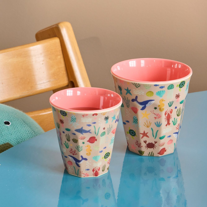 Rice - Mittelgroßer Becher - Coral Ocean Print  - Melamin Cup 250ml