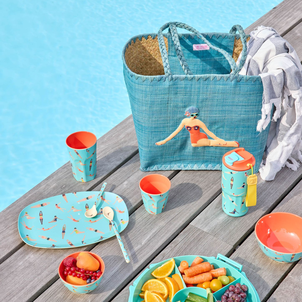 Rice - Mittelgroßer Becher - Melamine Cup mit Retro Swimster Print - Medium - 250 ml