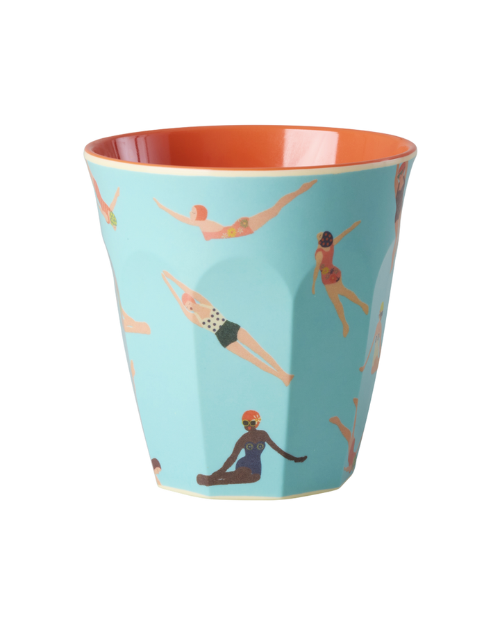 Rice - Mittelgroßer Becher - Melamine Cup mit Retro Swimster Print - Medium - 250 ml