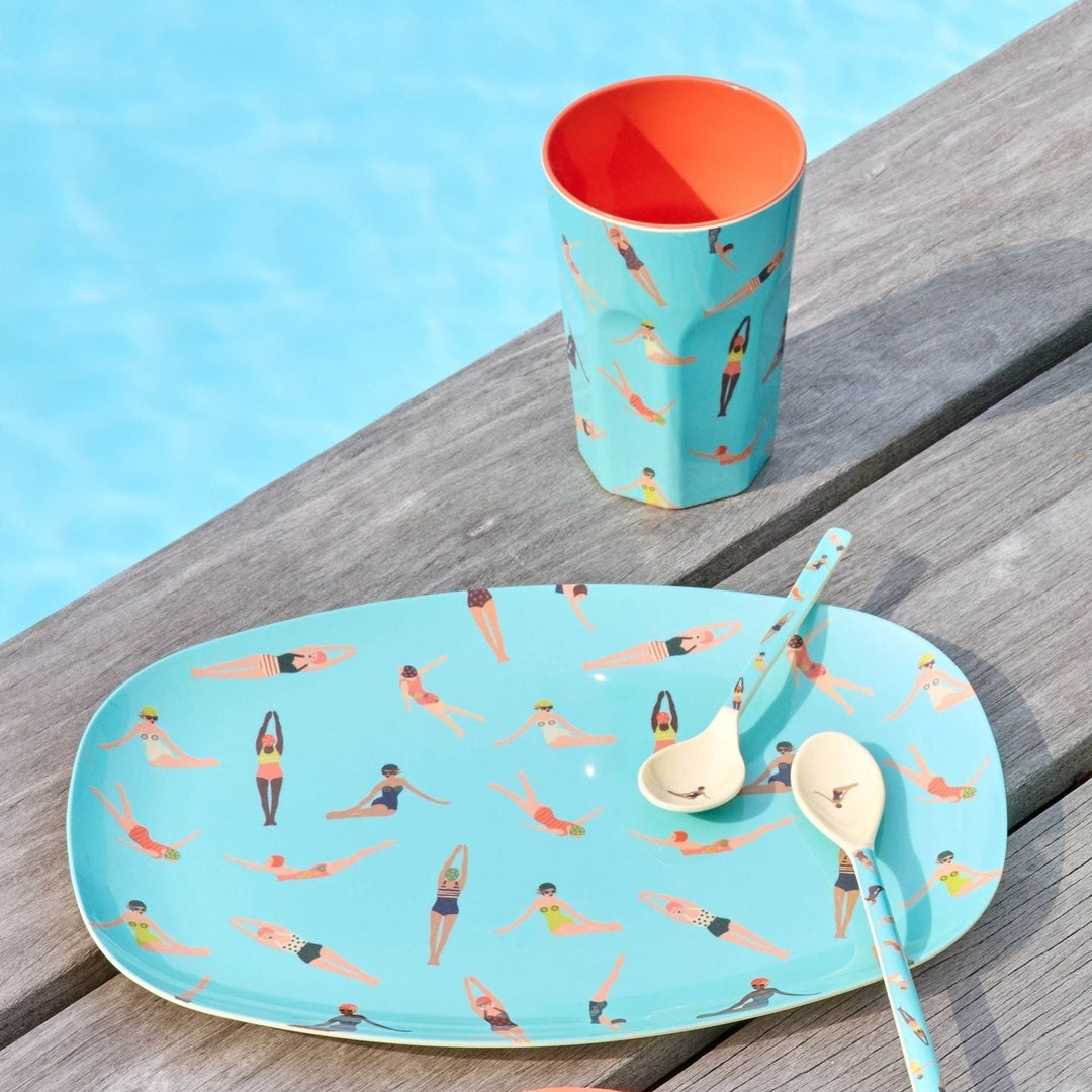 Rice - Groß Rechteckig Teller groß - Retro Swimster Print