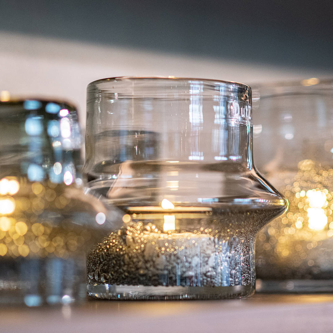 Dutz - Blumenvase VOTIVE Ringo mit Blasen Olive-Grau
